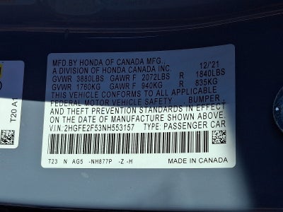 2022 Honda Civic Sedan Sport