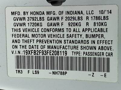 2015 Honda Civic Sedan EX-L CVT with Navigation