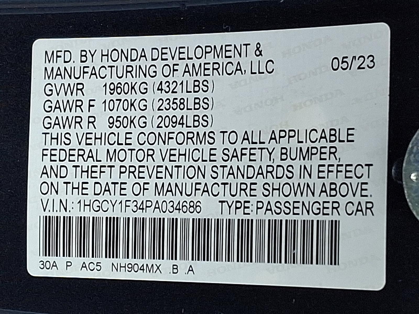 2023 Honda Accord Sedan EX CVT