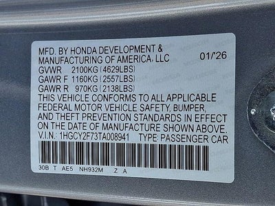 2026 Honda Accord Hybrid Sport-L Sedan