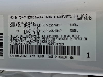 2025 Toyota Tacoma 4WD 4WD TRD Off Road Double Cab 5' Bed AT (Natl)