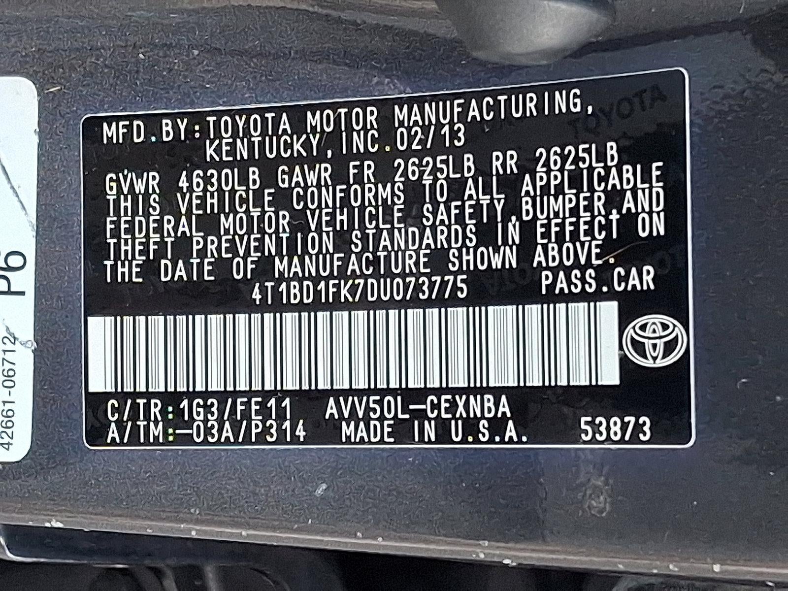 2013 Toyota Camry Hybrid 4dr Sdn LE (Natl)