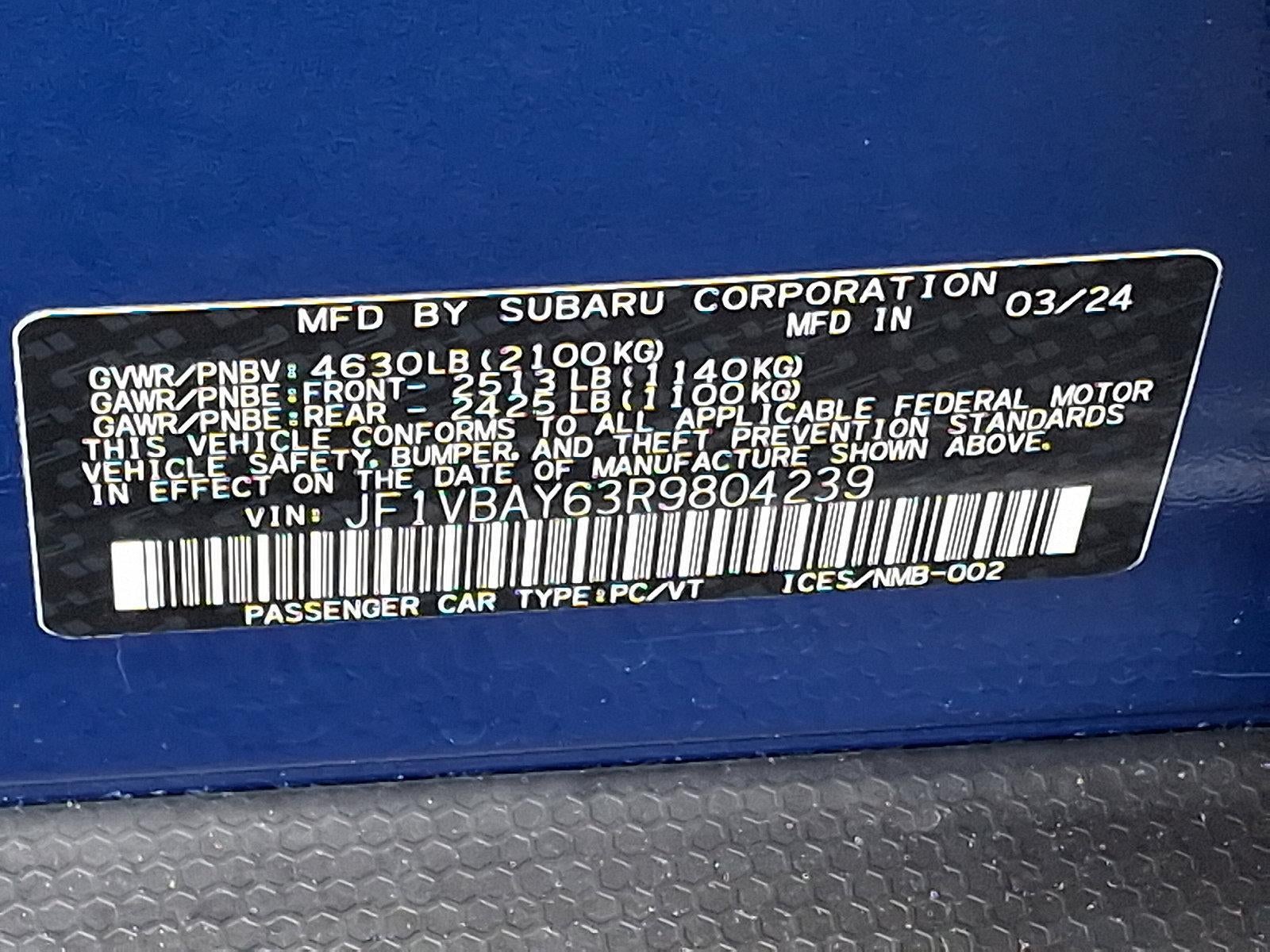 2024 Subaru WRX TR Manual