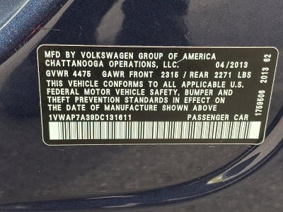2013 Volkswagen Passat 4dr Sdn 2.5L Auto S w/Appearance PZEV *Ltd Avail*