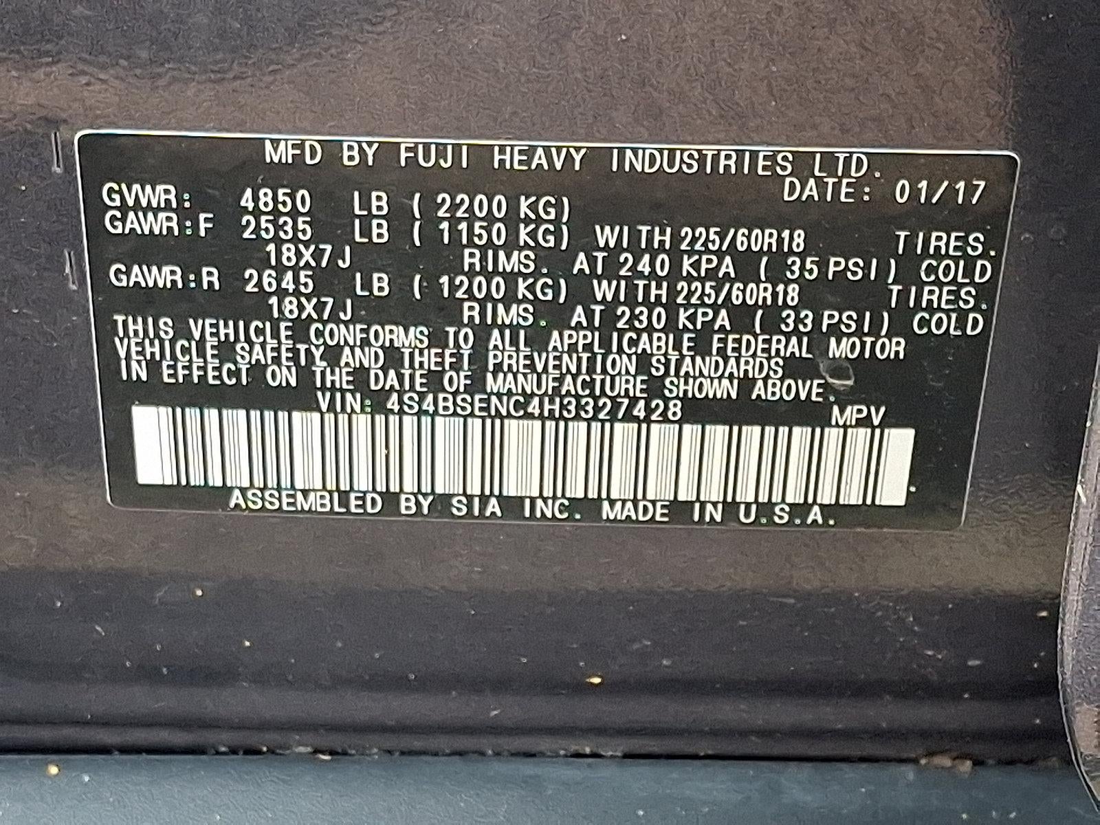 2017 Subaru Outback 3.6R Limited