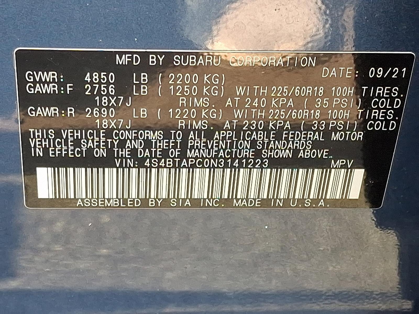 2022 Subaru Outback Touring CVT