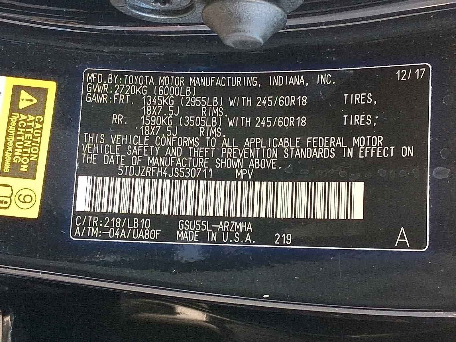 2018 Toyota Highlander XLE V6 AWD (Natl)