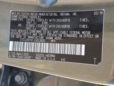 2018 Toyota Highlander XLE V6 AWD (Natl)