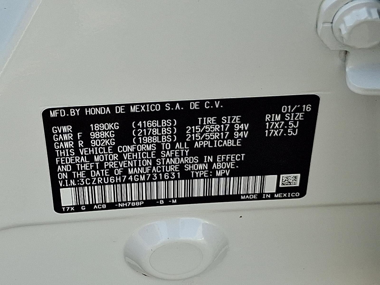 2016 Honda HR-V AWD EX-L CVT with Navigation