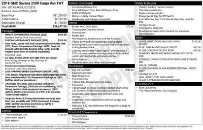 2018 GMC Savana Cargo Van 2500 Regular Wheelbase Rear-Wheel Drive