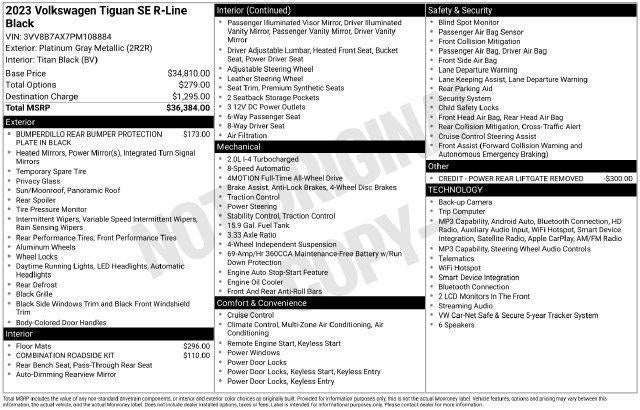 2023 Volkswagen Tiguan 2.0T SE R-Line Black 4MOTION