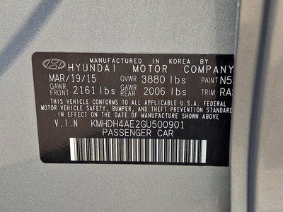 2016 Hyundai ELANTRA 4dr Sdn Auto SE