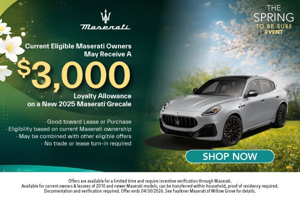 New 2025 Maserati Grecale Loyalty Allowance