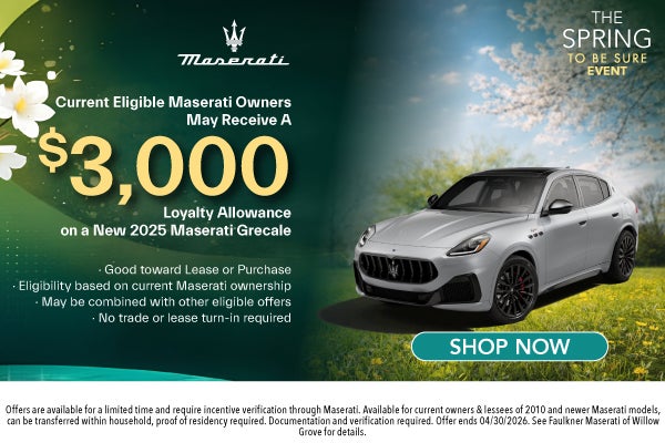 New 2025 Maserati Grecale Loyalty Allowance