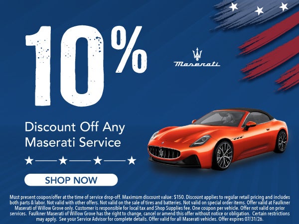 10% Discount Off Any Maserati Service