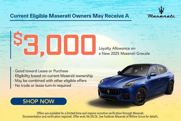 New 2025 Maserati Grecale Loyalty Allowance