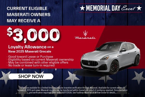 New 2025 Maserati Grecale Loyalty Allowance