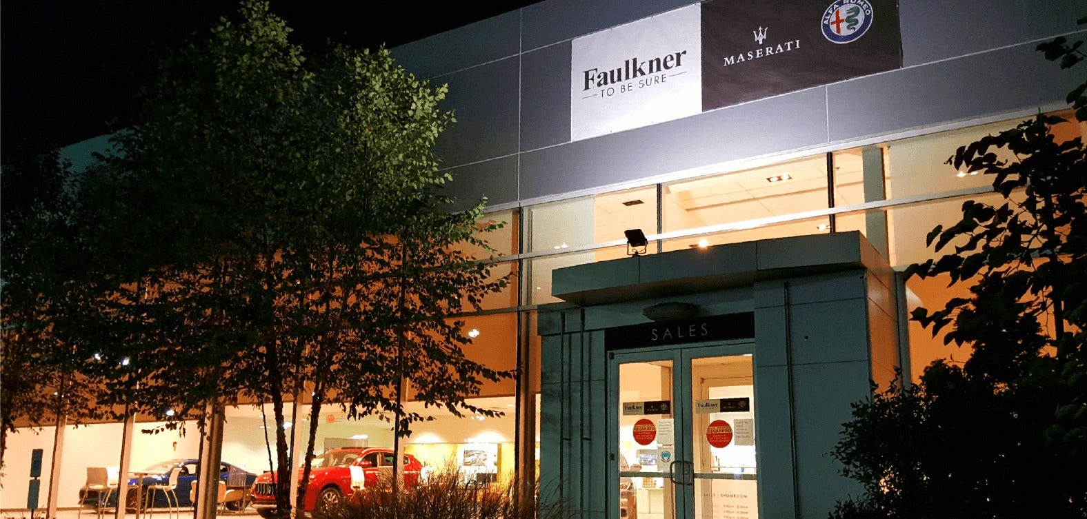 Faulkner Maserati Willow Grove Exterior at night